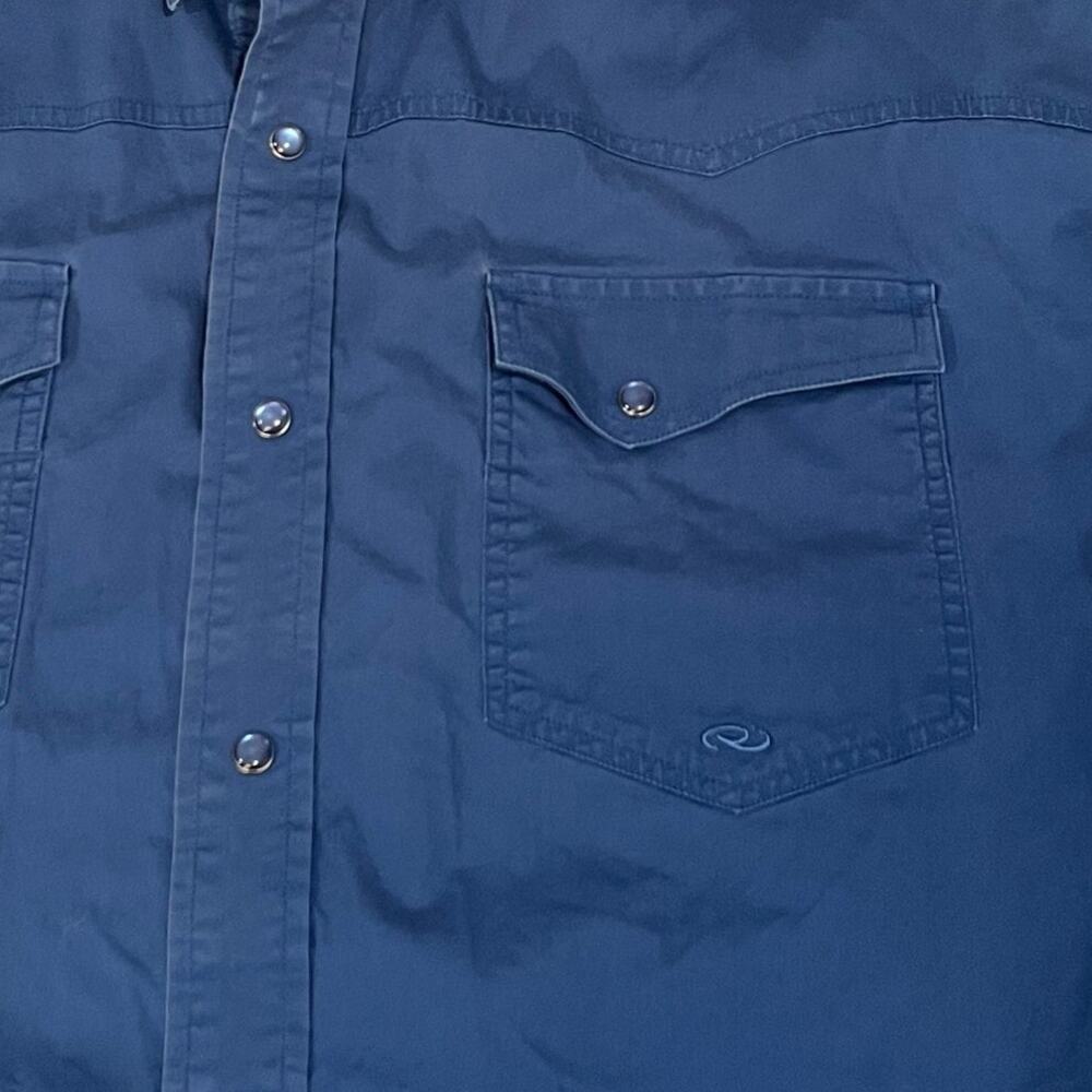 Roper Men's Long Sleeve Pearl Snap Western Shirt Solid Blue Large - Picture 5 of 8